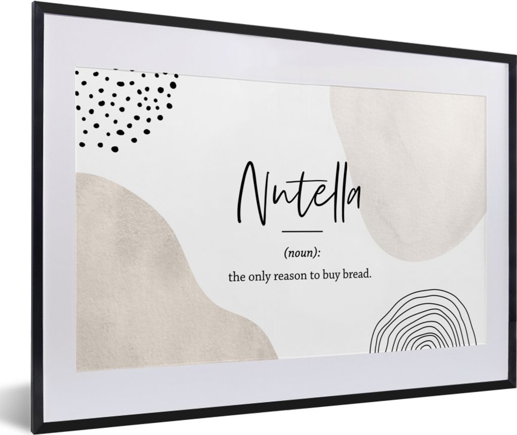 MuchoWow Gerahmtes Poster Zitate - Nutella - Sprichwörter - Wörterbuch - Nutella Definition 60x40 cm - Poster mit Schwarzem Bilderrahmen Wandpo...