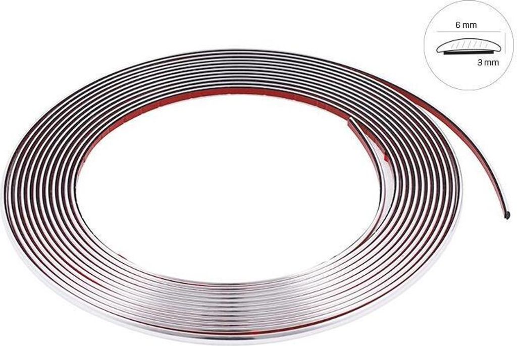 Chrom Zierleiste 6mm X 15m - Selbstklebend Für Auto Türen & Stoßstangen