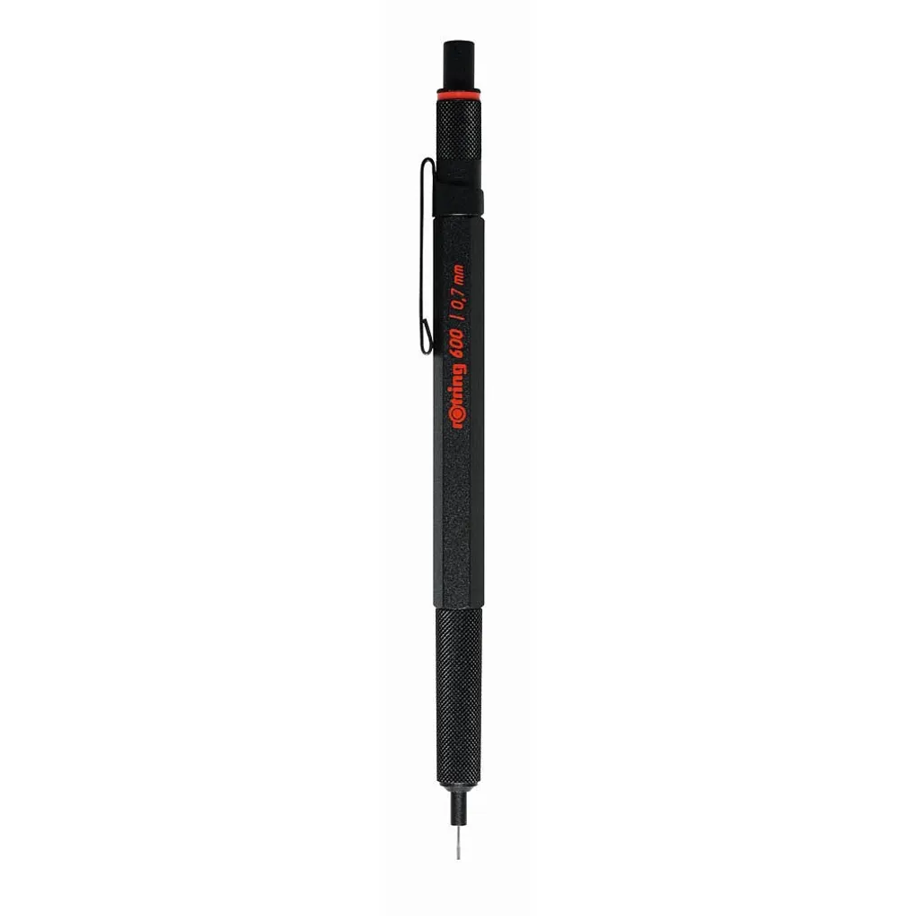 Rotring 600 Noir 0,7 mm avec Corps Hexagonal Métal et Coffret de Luxe
