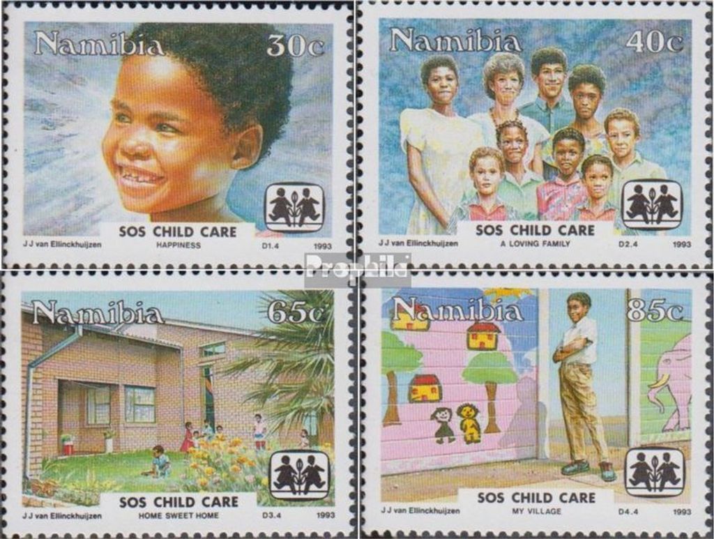 Briefmarken Namibia - Südwestafrika 1993 Mi 747-750 (kompl.Ausg.) postfrisch SOS-Kinderdörfer