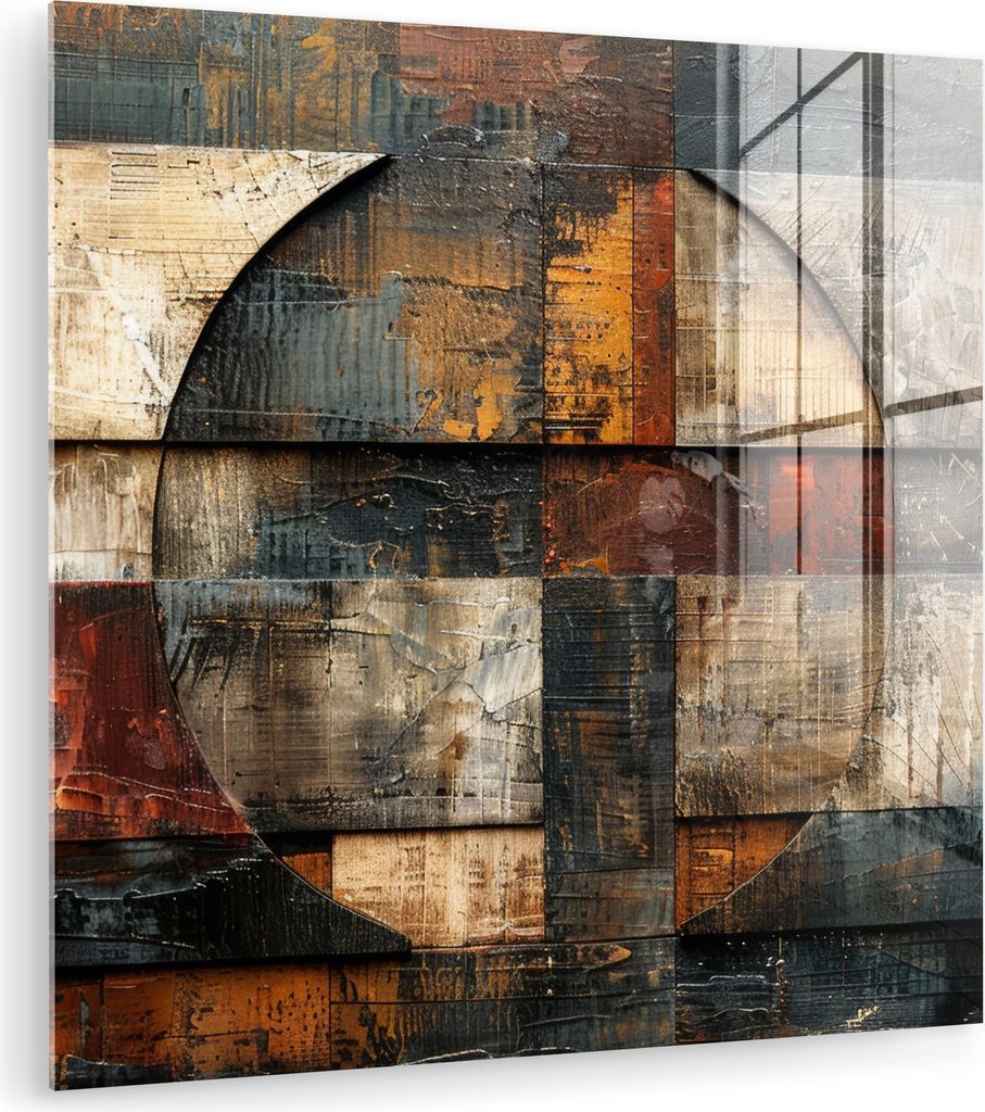 MuchoWow Glasbilder - Bilder auf Wandbild - Foto auf Glas Kunst - Braun - Abstrakt - Holzmotiv 20x20 cm Wanddekoration aus Glas - Acrylglasbild - A...