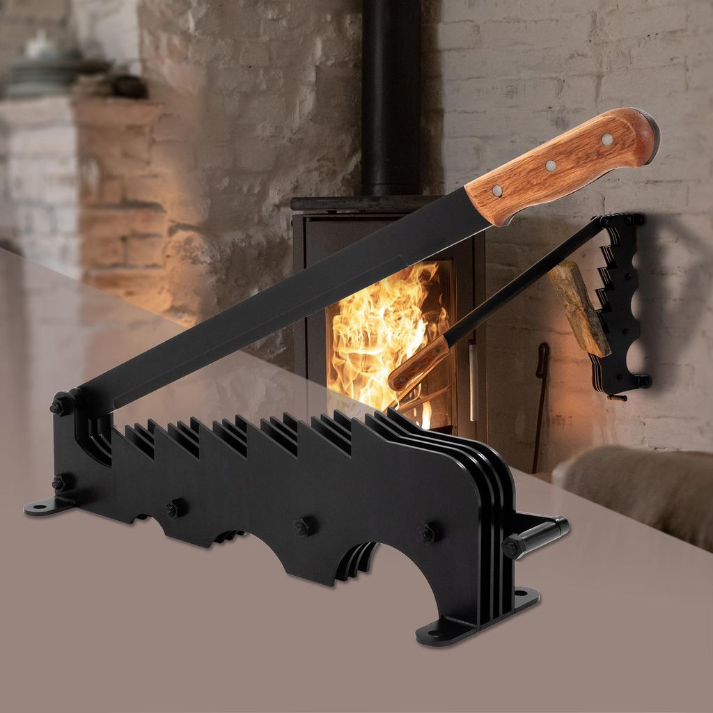 ECD Germany Holzspalter Spanmesser Brennholzspalter manuell aus stabilem Gusseisen robuster Kaminholzspalter Anzündholz Spalter zur Wandmontage