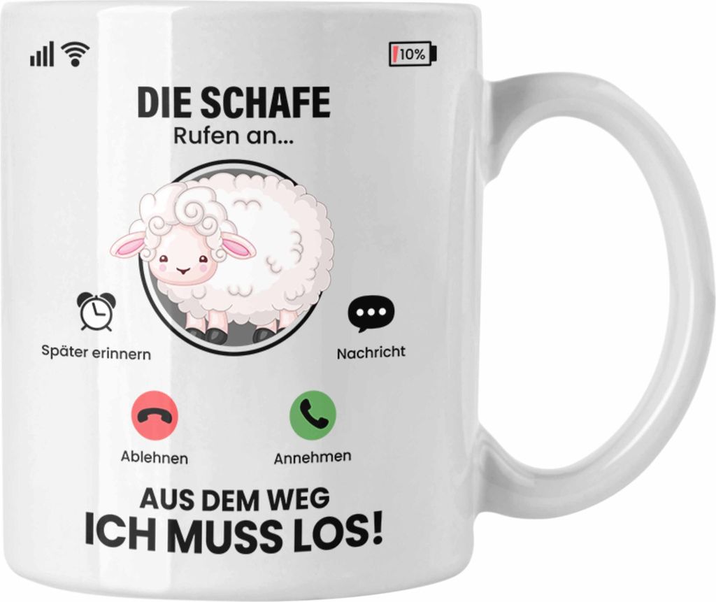 Trendation - Die Schafe Rufen An Tasse Geschenk für Schafe Produktbild 