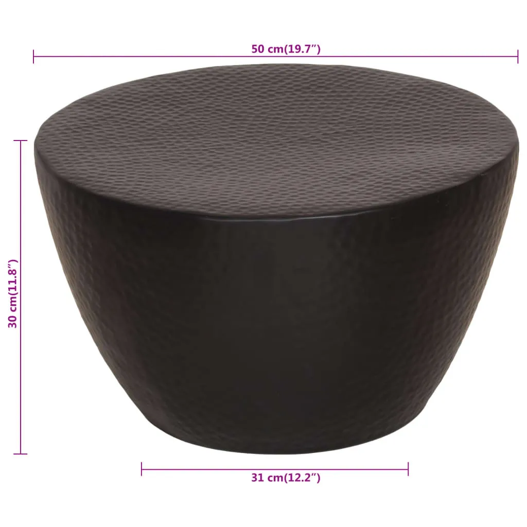 Table basse noire martelée Ø 50 cm : la solution gain de place design
