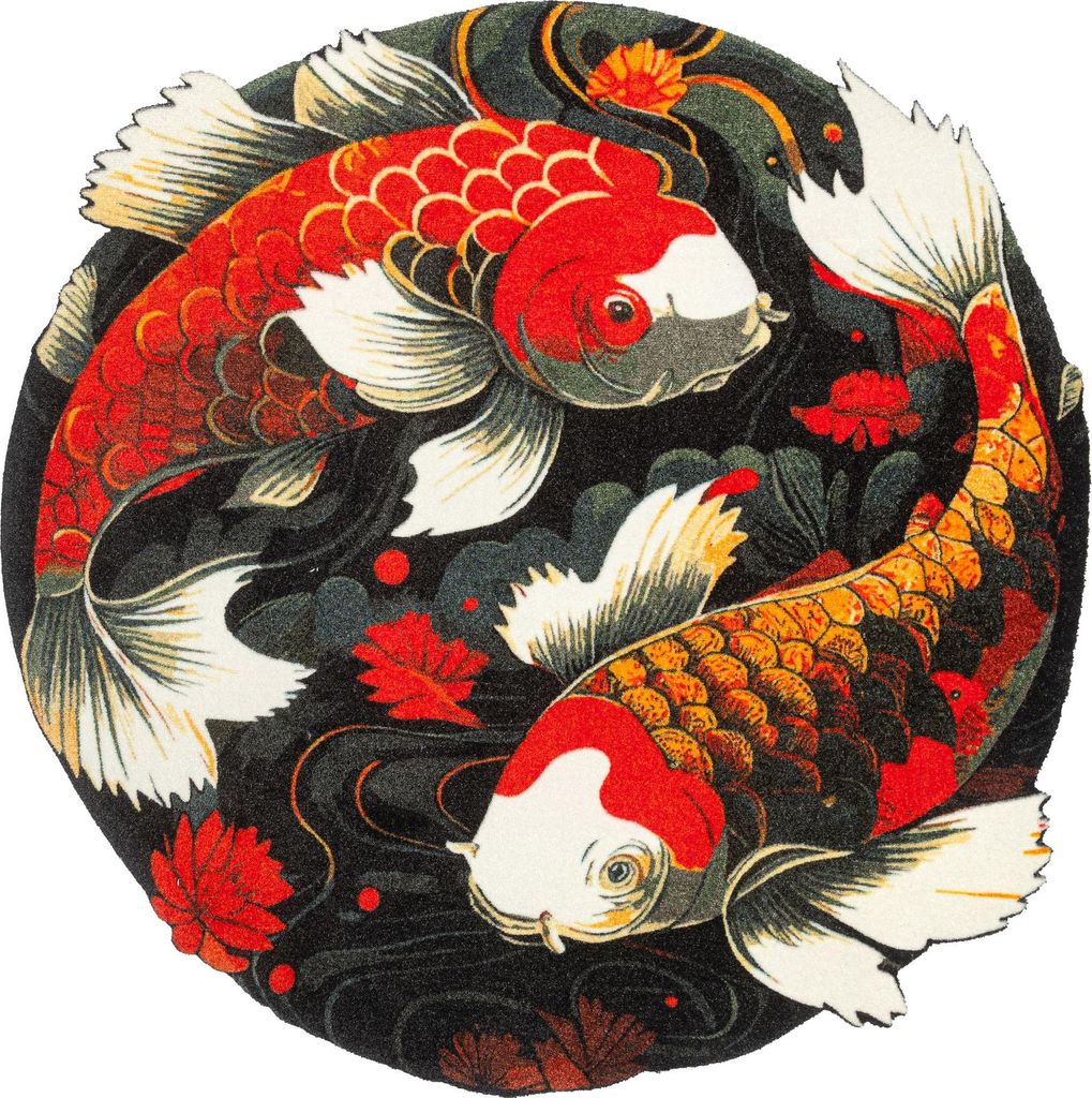 Fußmatte wash+dry Decor Koi Couple 90 cm rund