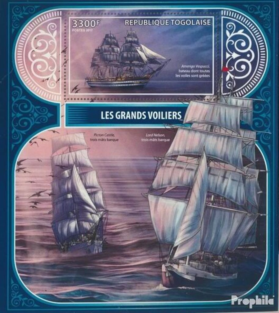 Briefmarken Togo 2017 Mi Block 1482 (kompl. Ausgabe) postfrisch Große Schiffe