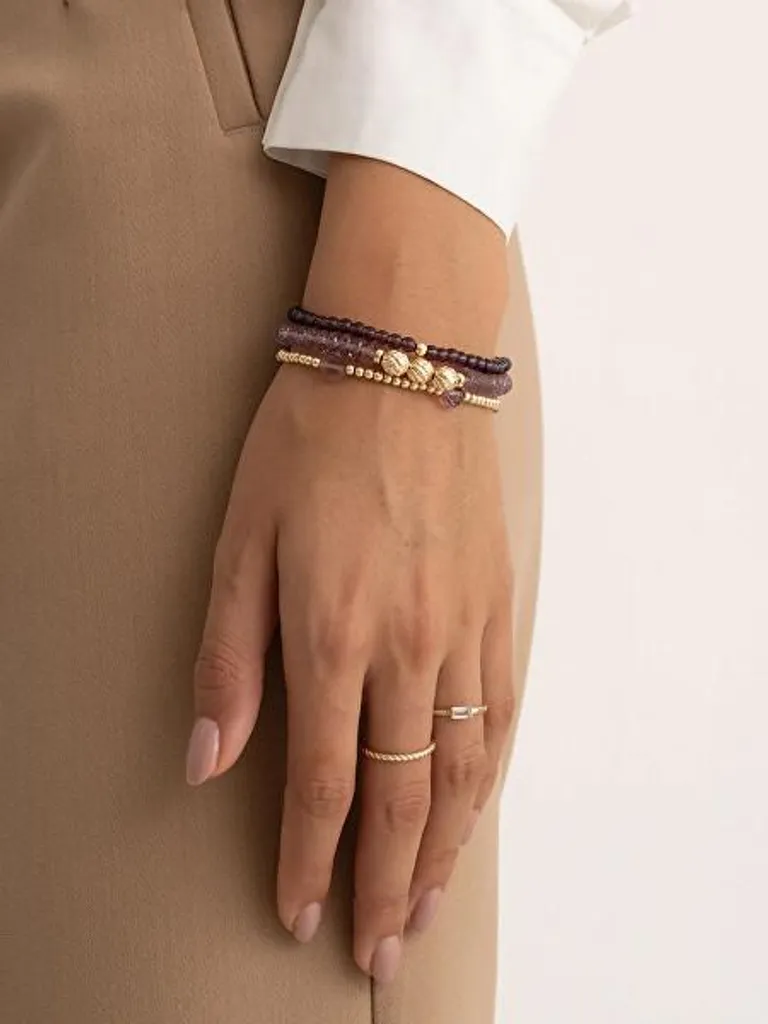 Bracelet quartz rose lilas 4mm anti-stress perles naturelles fines