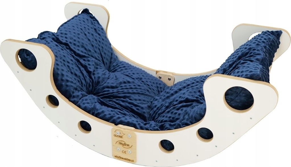 Skyline Kletterbogen Klettergerüste Kletterdreieck Baby Kletterwippe Holzbogen für Kinder Montessori Lack Klappbar Weiß, mod.B, 85x42x36cm, Marine