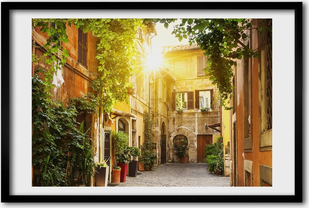 Bild 60x40 MDF-Rahmen, Wandkunst italienische Straßen