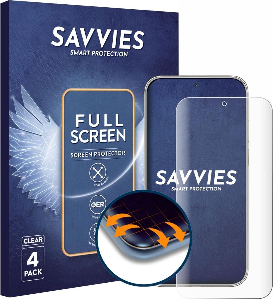 4x Savvies Fullscreen Schutzfolie für Huawei Mate 70 Air Displayschutz Folie Fullcover Klar Transparent