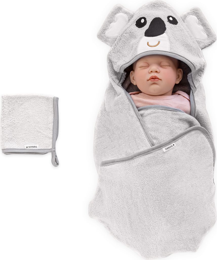 Navaris Baby Handtuch mit Kapuze und Waschlappen - Set aus Produktbild 