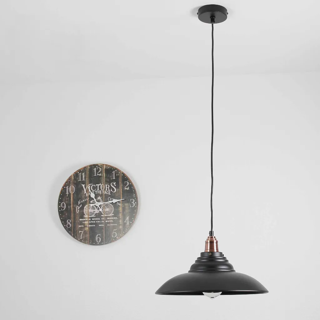 Lampada Sospesa Cucina Nero Opaco E27 230V Metallo Resistente