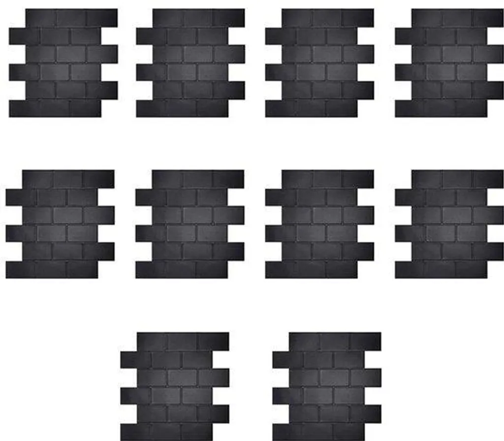 Décoration Sol et Mur DIY - 10 Dalles Adhésives Noires 30,5 cm en PET
