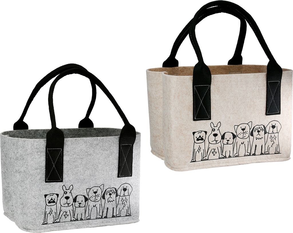 Gilde Tasche, "Hundebande", Filz, beige, hellgrau, VE 1, L. Produktbild 