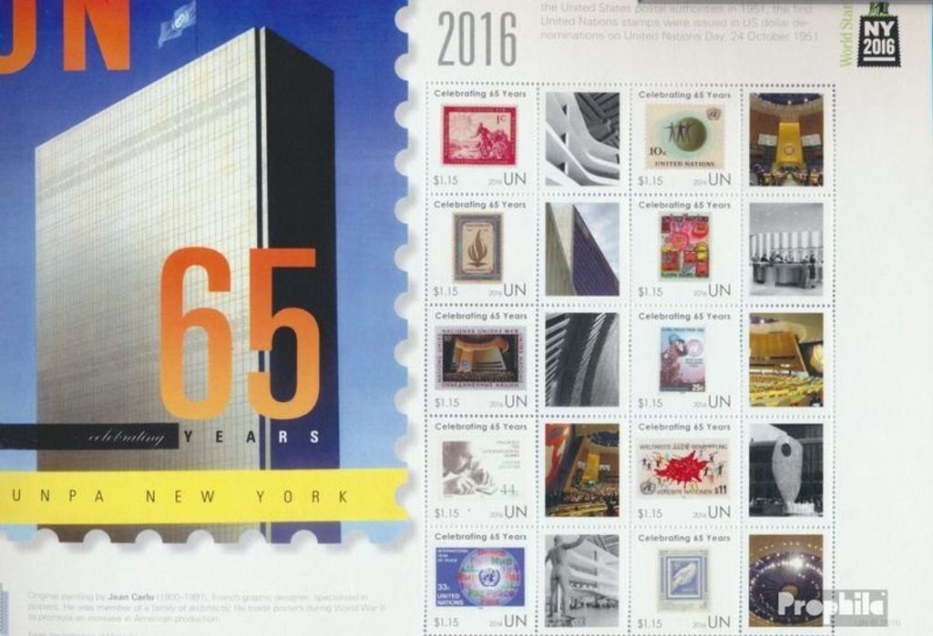 Briefmarken UNO - New York 2016 Mi 1528-1537Klb Kleinbogen (kompl.Ausg.) postfrisch Postverwaltung der UNO