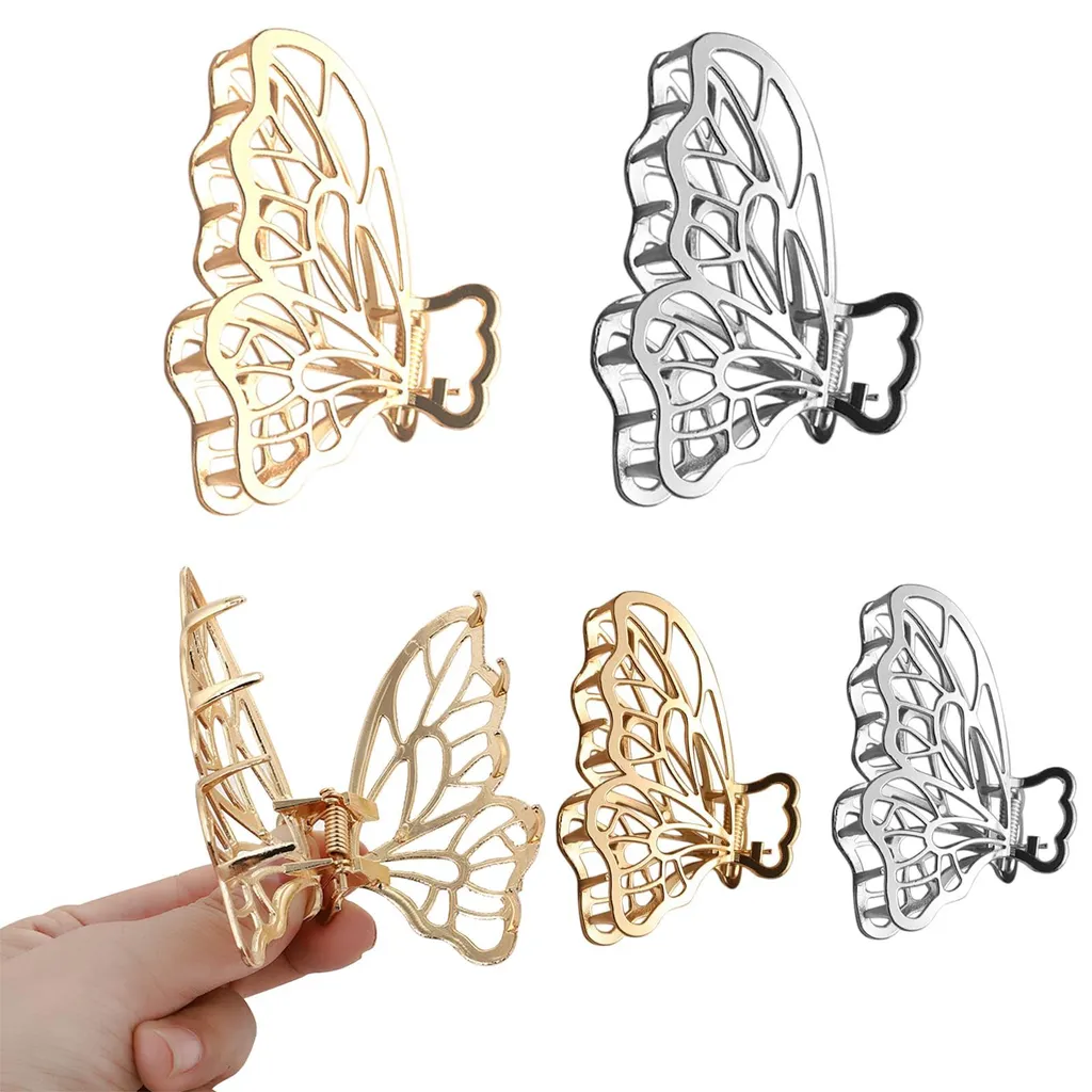 Barrettes papillon en métal avec grip antidérapant lot de 4 pièces
