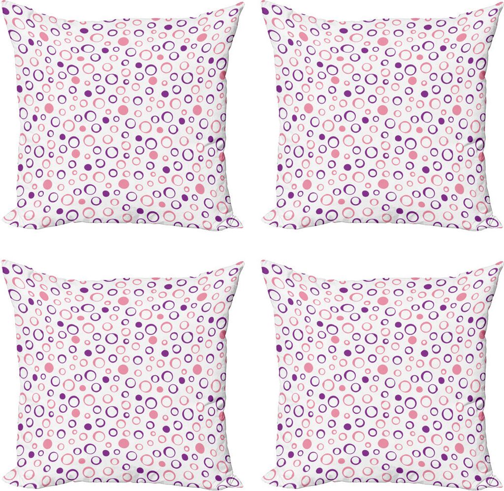 ABAKUHAUS Geometrischer Kreis Kissenbezug Set (4 Stück), Zirkulare, Moderner Doppelseitiger Digitaldruck, 50 cm x 50 cm, rosa Violett