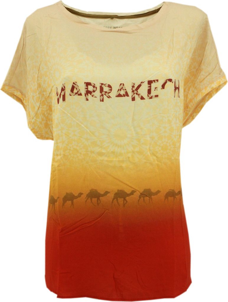 29667 Gerry Weber, , Damen T-Shirt Top , Jersey, beige orange print, 48