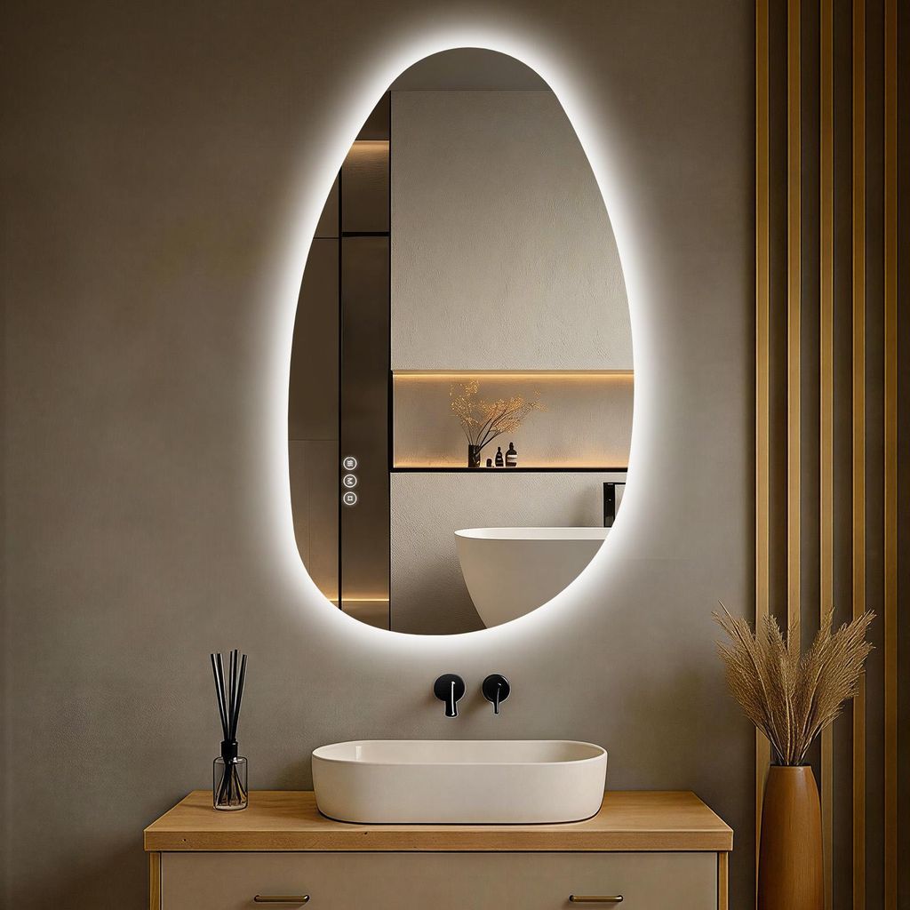 S'AFIELINA 85×50 cm Lustro asymetryczne LED - Lustro Zdjęcie produktu 