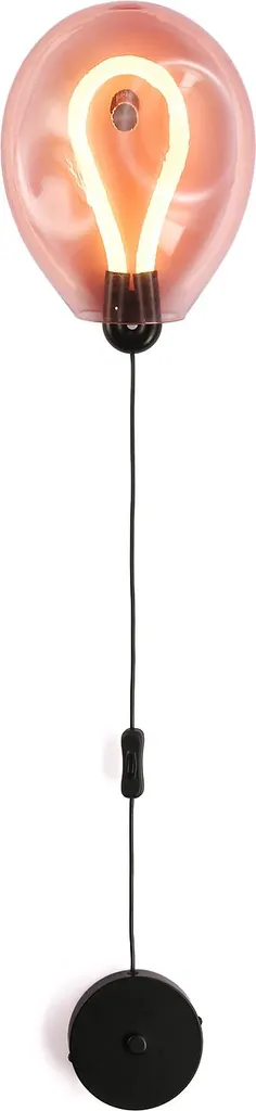 Applique Parete Vetro Rosa 8W LED 3000K | Lampada con Interruttore Cavo