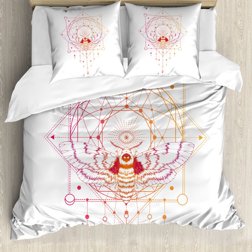 ABAKUHAUS Alchimie Bettbezug Set für Einzelbetten, Geometrische Abstrakte Motte, Milbensicher Allergiker geeignet mit Kissenbezug, 155 cm x 220 cm...