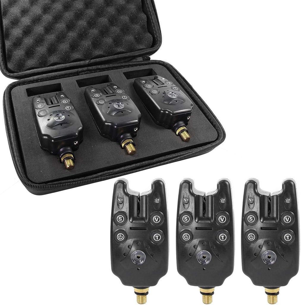 Hochsensibler elektronischer Angelalarm 3er Set mit LED und Sound, perfekt zum Karpfenangeln