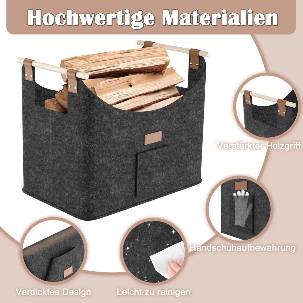 Fini les Rayures au Sol avec ce Panier à Bois de Chauffage en Feutre