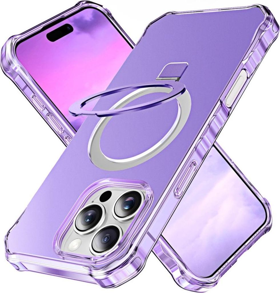 iPhone 16 Pro Hülle - Coverup ShockProof TPU Back Cover mit MagSafe Compatible Ring Kickstand - Violett