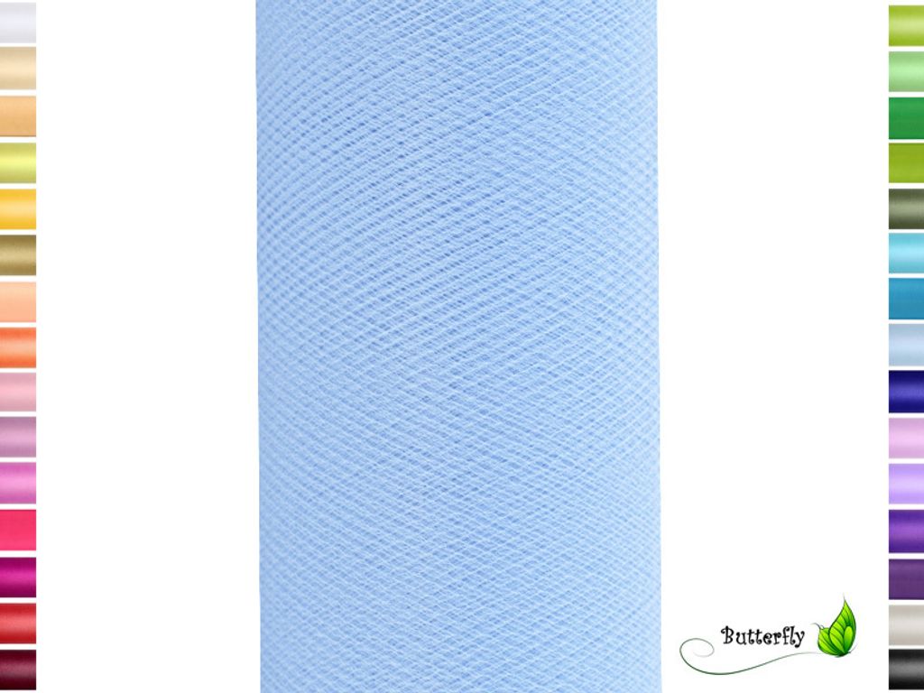 9m Rolle Tüll 50cm, Farbauswahl:hellblau 311 / babyblau / zartblau