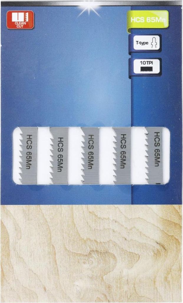 Högert Technik - 5 x Stichsägeblatt für saubere Holzschnitte - 6 TPI - Gesamtlänge: 100 mm - Aus HCS 65Mn Stahl - Stichsägeblätter zum sauber...