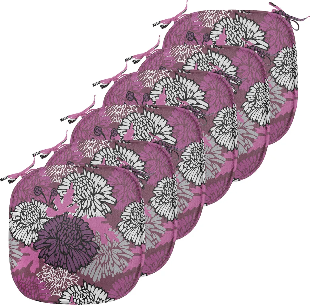 Galette de Chaise Imperméable Lot de 6 Coussins Décoratifs 40x40 Fleurs