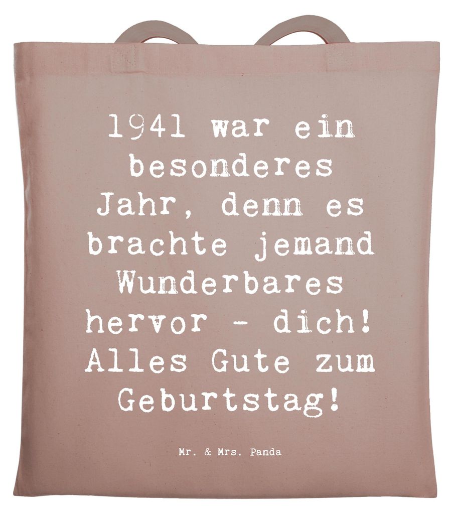 Mr. & Mrs. Panda Schultasche Spruch 1941 Geburtstag - Braun Pastell - Geschenk, herzlichen Geburtstagsgruß, Shopping Tasche, Tote Bag, Geschenkide...