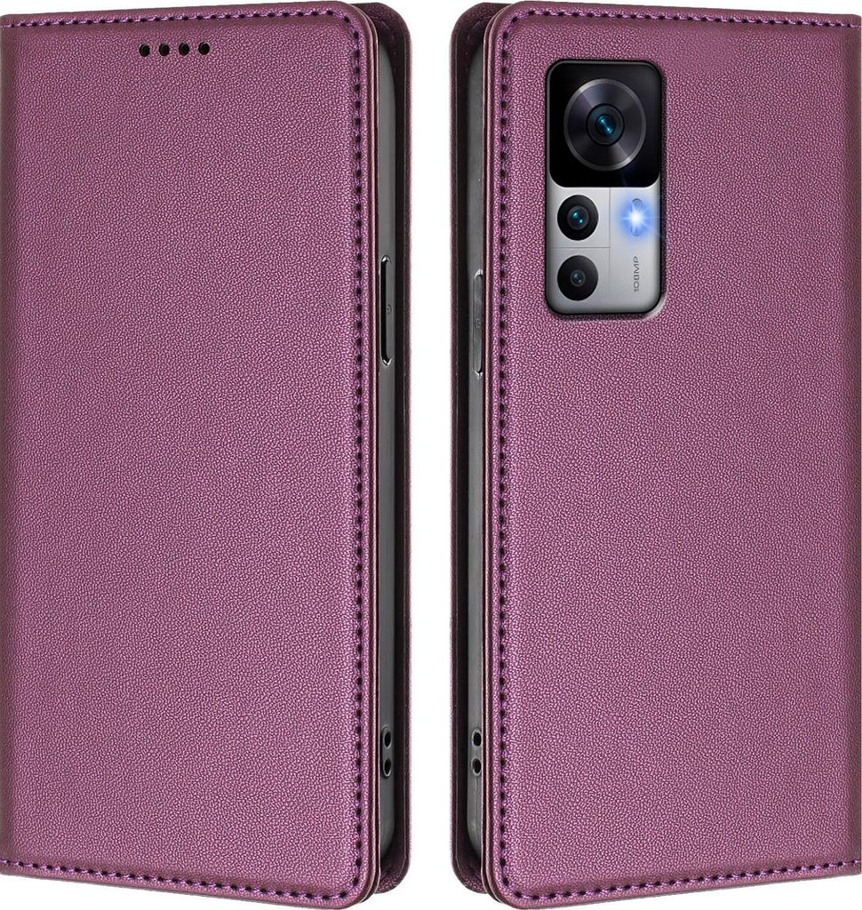 Handyhülle für Xiaomi 12T /Xiaomi 12T Pro, Kunstleder Klapphülle Stoßfeste Magnetische Hülle mit Ständer Lila