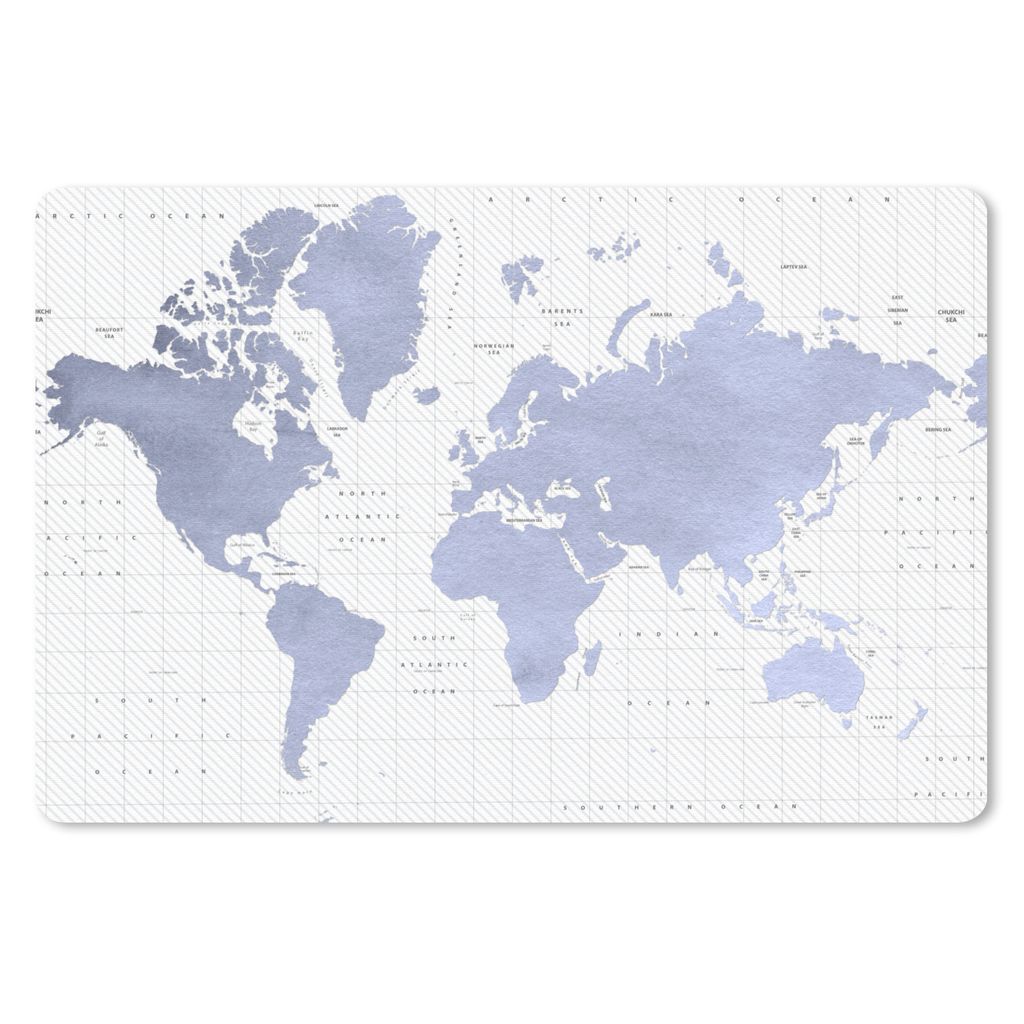 MuchoWow Schreibtischunterlage Weltkarte - Blau - Meer 60x40 cm - XXL Mauspad - Großes Mauspad