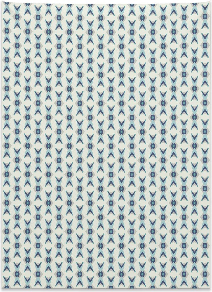 Abakuhaus Marine und Teal Wandteppich, Geometrische Blume aus Weiches Mikrofaser Stoff Kein Verblassen Klare Farben Waschbar, 110 x 150 cm, Mehrfarbig