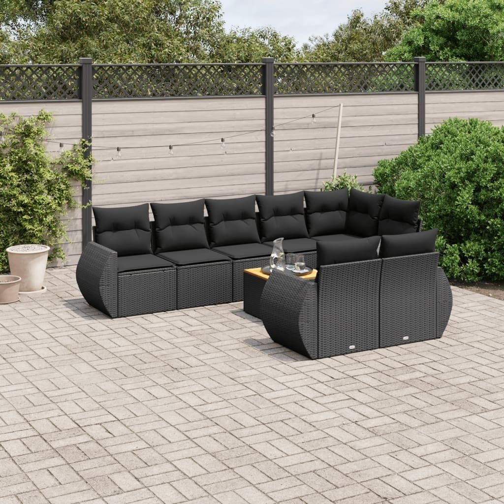 Maison Exclusive - 9-tlg. Garten-Sofagarnitur mit Kissen Schwarz Poly Rattan