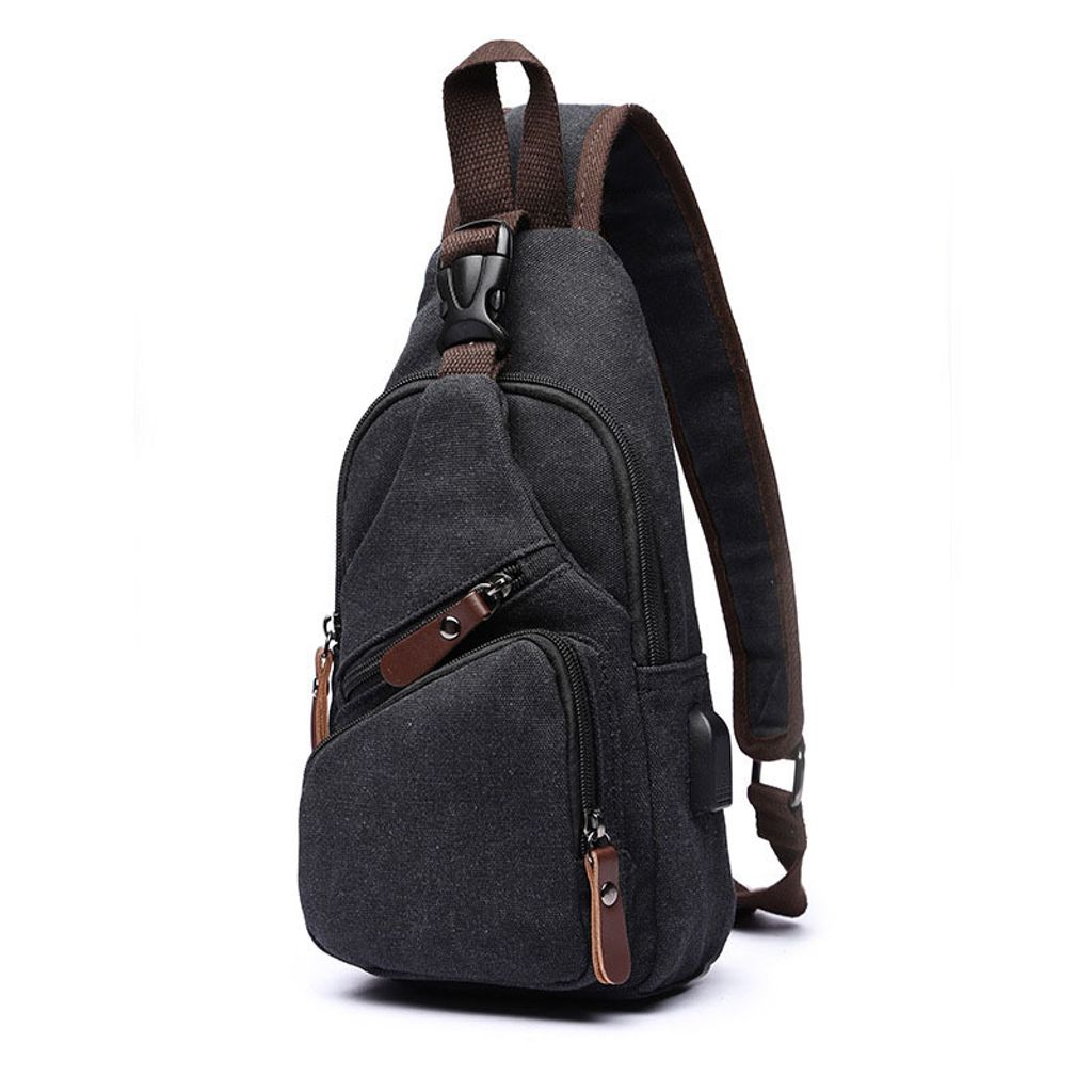 STILVORA Umhängetasche Herren Umhängetasche aus Canvas, Freizeit Slingbag, multifunktional mit USB-Anschluss, modische Brusttasche, Schultertasch...