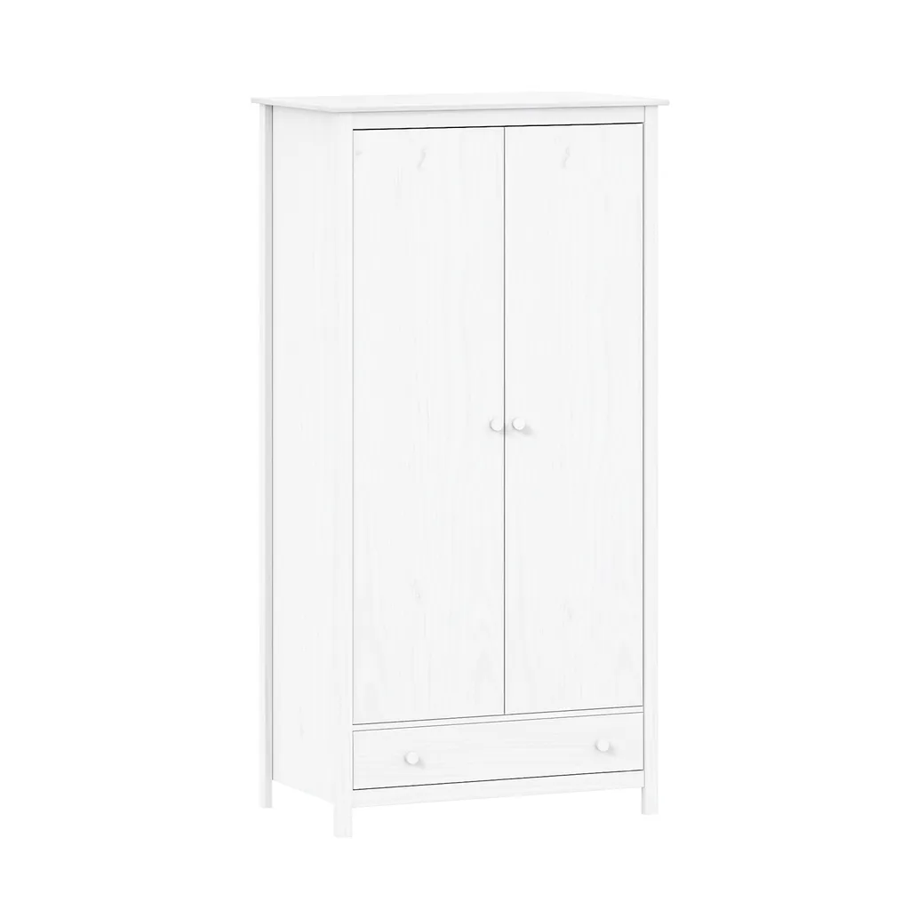 Penderie blanche TORINO avec 2 portes battantes et rangements lingère