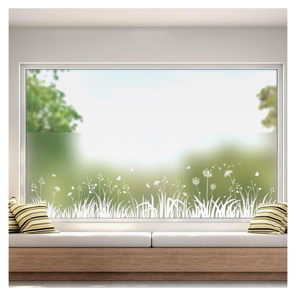 Fensterfolie, Sichtschutzfolie, Milchglasfolie, Klebefreie Buntglasfolie, Abziehbar mit Blumenmuster, Elektrostatische Haftfolie für Küche, Badez...