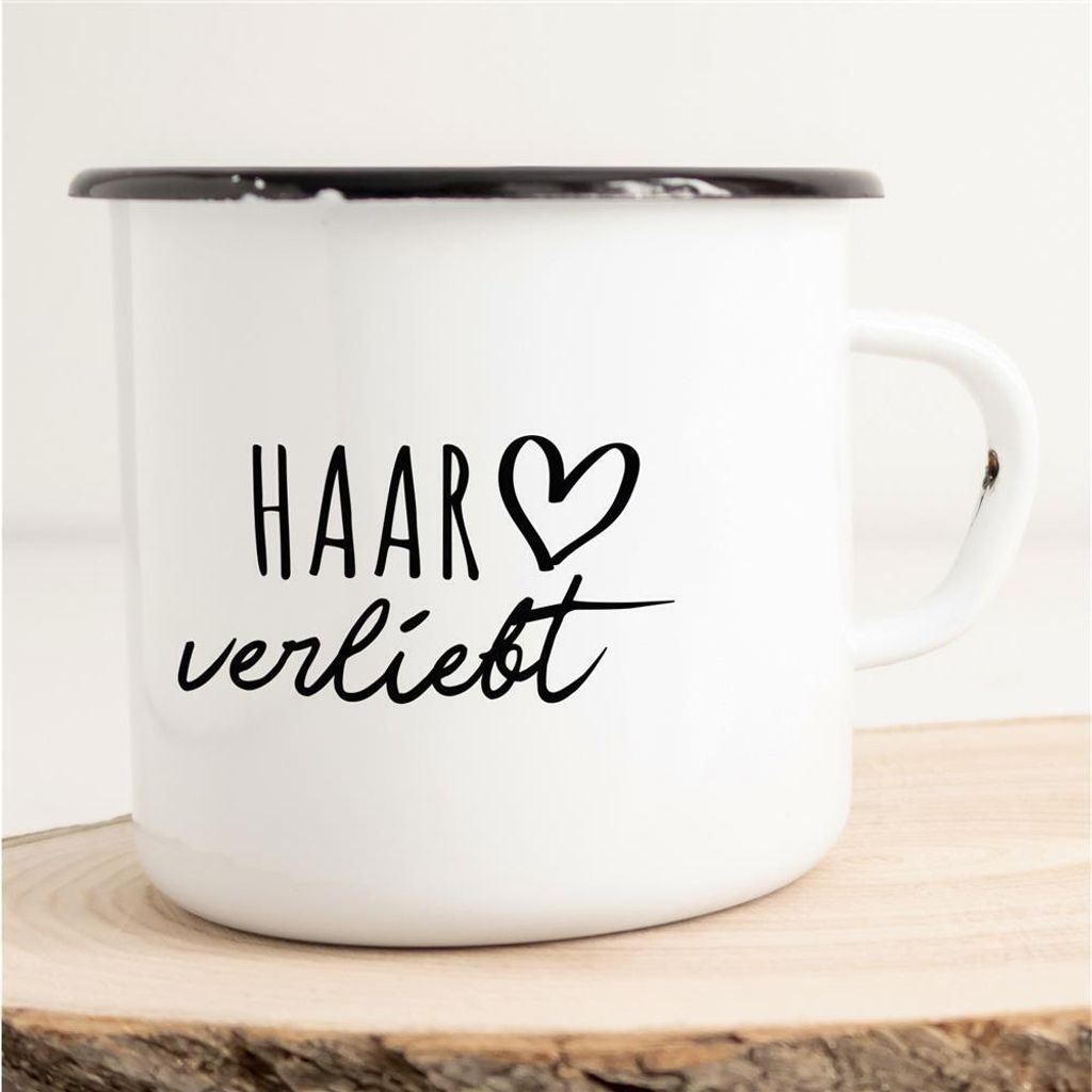 Huuraa Emaille Tasse Haar Geschenk Kaffeebecher Vintage 300ml Haar Präsent