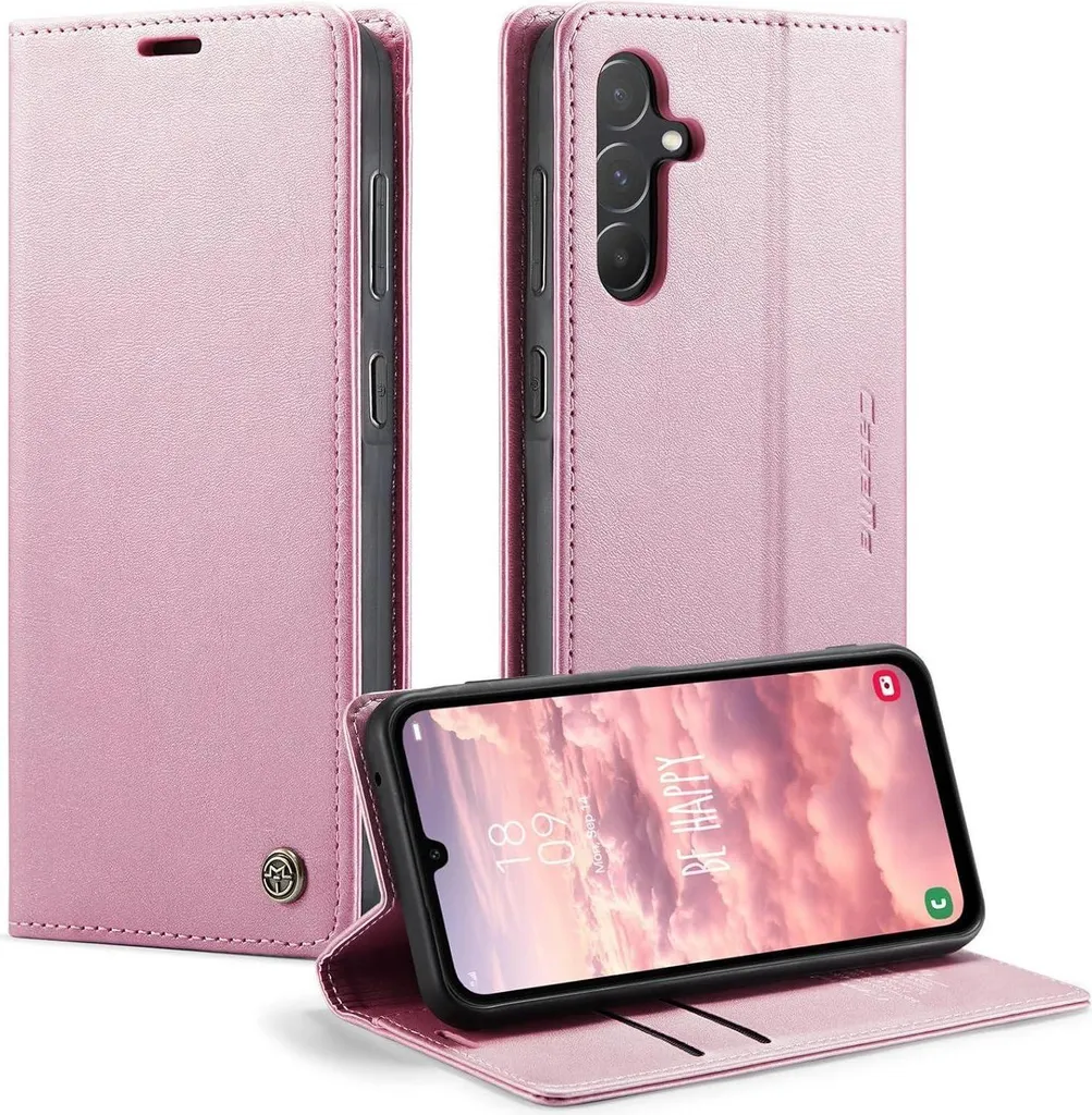 Custodia Samsung Galaxy A55 5G Oro Rosa: Cover Pelle a Libro Magnetica