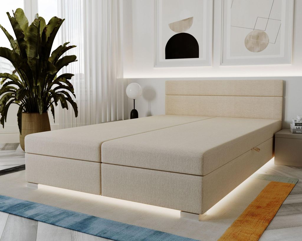 Polsterbett 160x200 ROSIE 10 - ecru