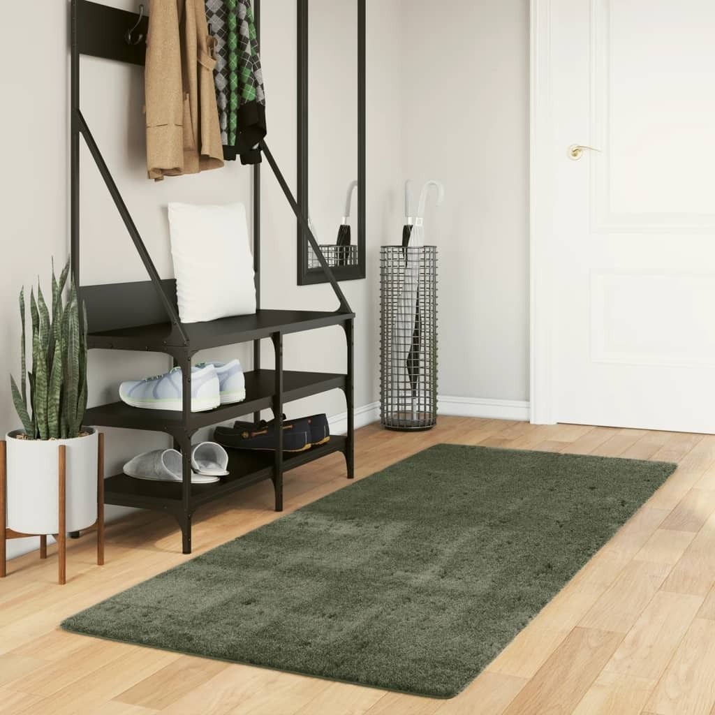 Teppich HUARTE Kurzflor Weich und Waschbar Waldgrün 80x200 Produktbild 