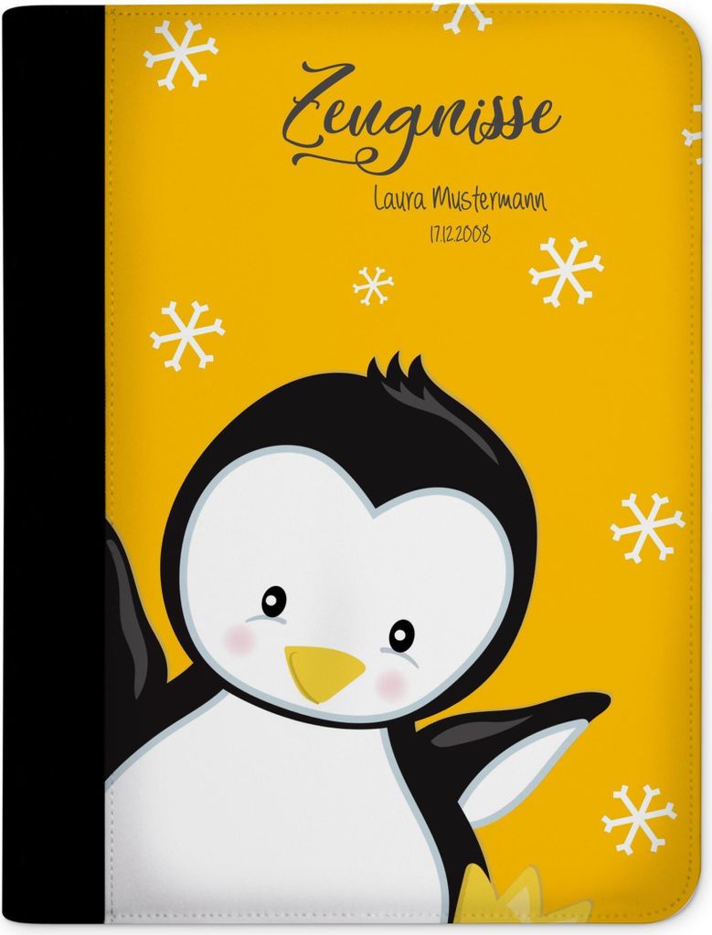 Zeugnismappe, Dokumentenmappe, Ordner A4, Pinguin Gelb