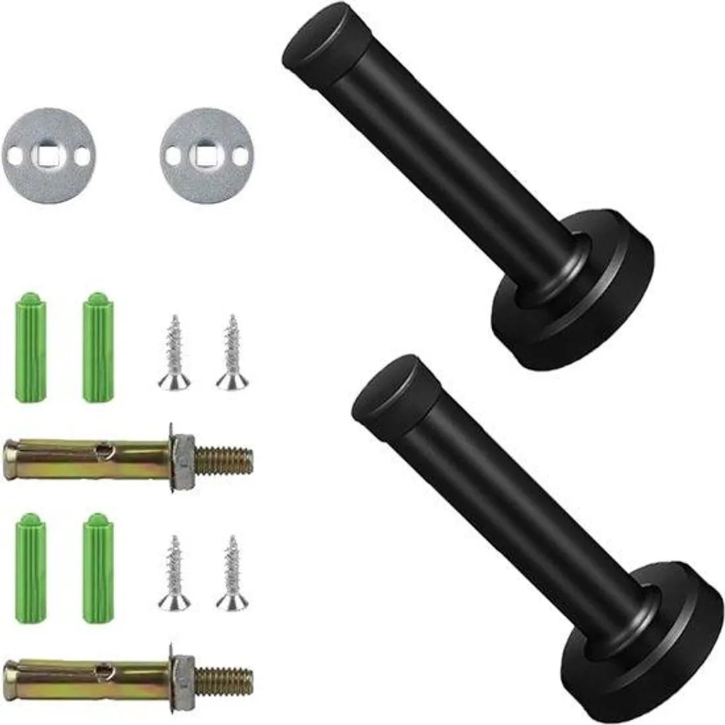 Arrêt de porte extérieur noir 120mm inox lot de 2 protections murales
