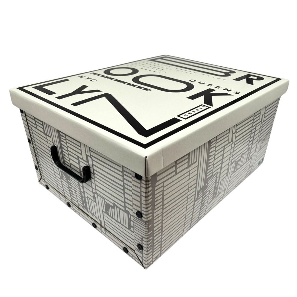 Domopak Aufbewahrungsbox mit Deckel und Griffen, Inschriften