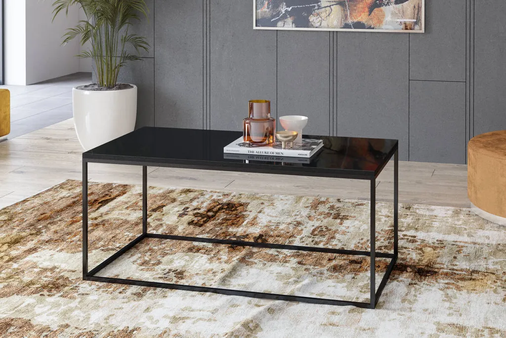 Table basse ronde HEIKO noire mat - Structure robuste en métal - 4