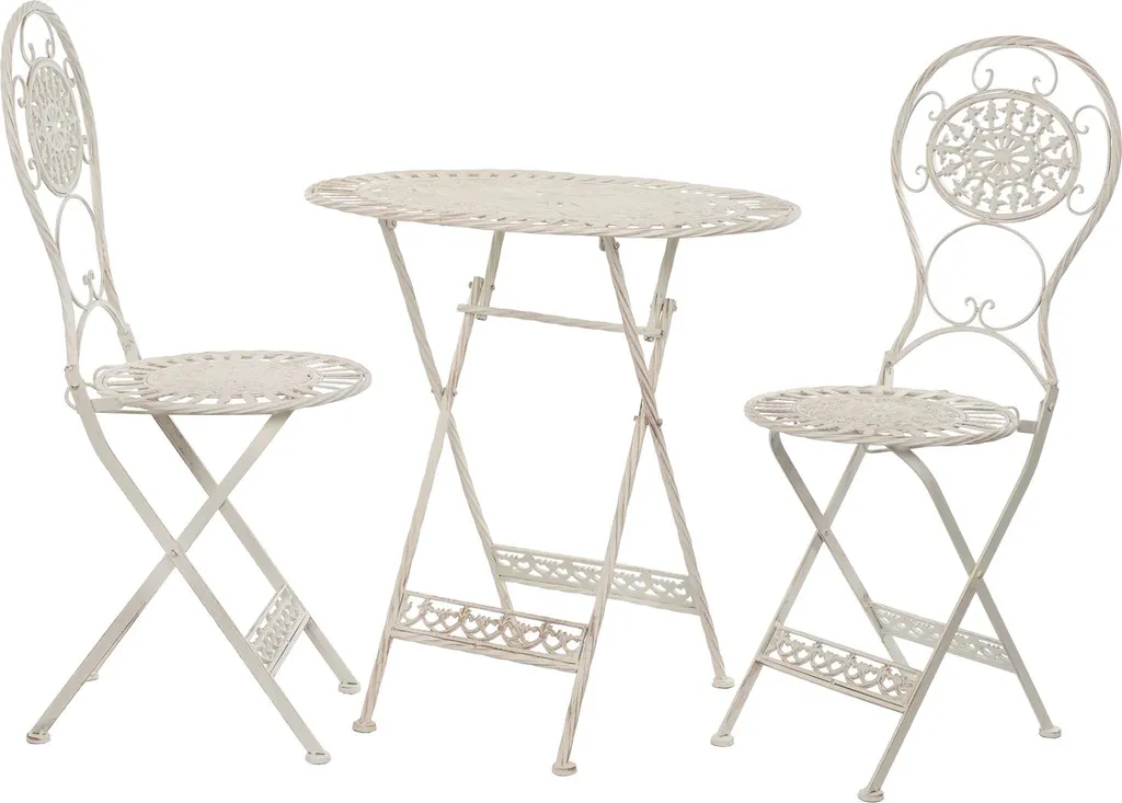 Ensemble de Jardin Stable en Fonte contre le Vent : Table et 2 Chaises