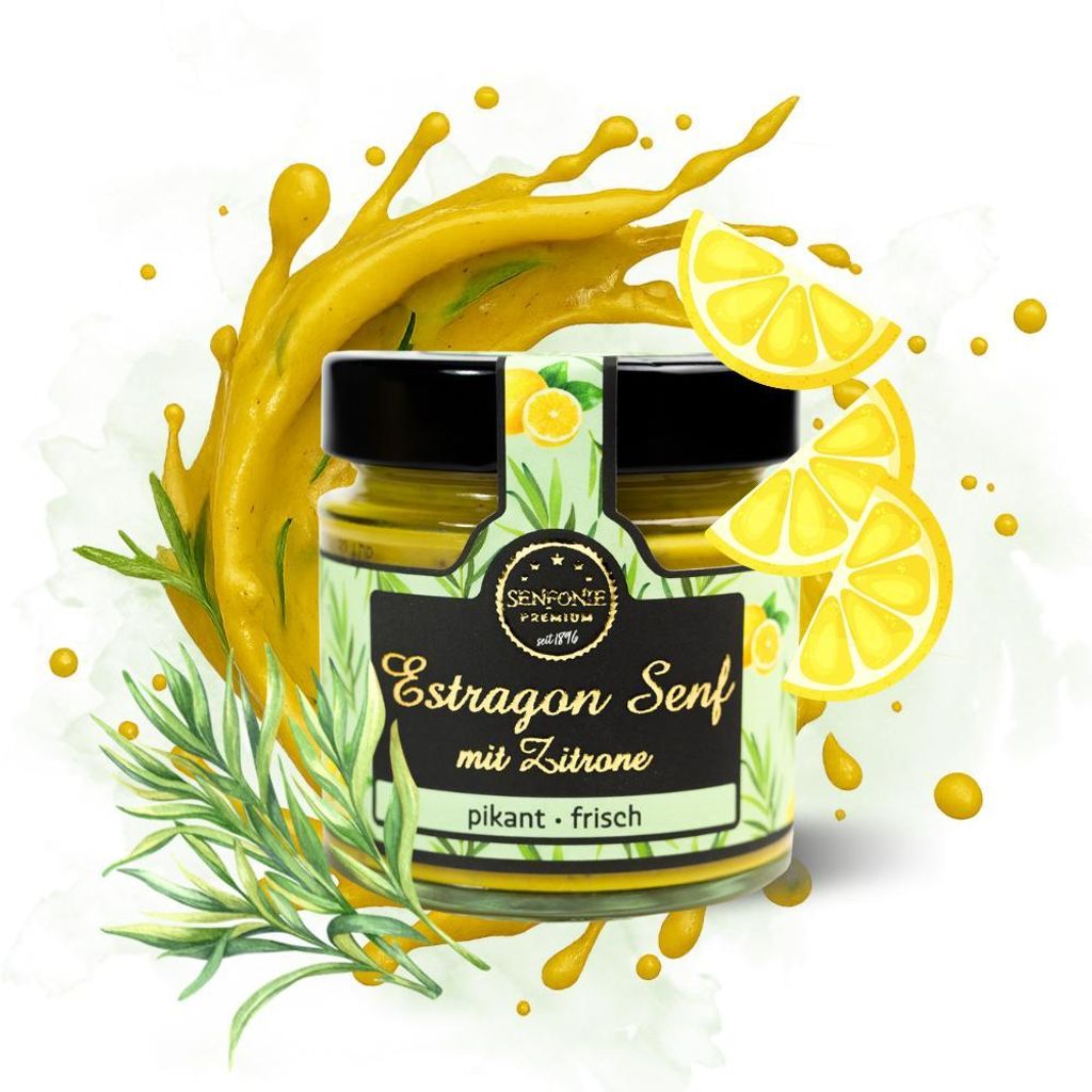 Senfonie Premium Estragon Senf mit Zitrone, 180ml Produktbild 
