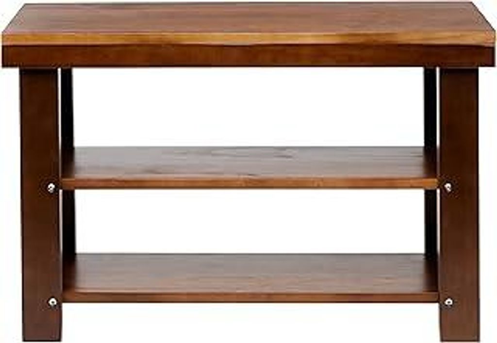 Schuhregal, massiv, Bank für Eingangsbereich, 3 Ebenen, Flur, massives Kiefernholz, Braun, 70 x 26 x 45 cm